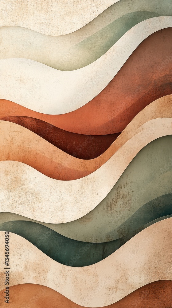 Leinwandbilder abstract wave forms in muted earth tones create a serene and harmonious visual experience for modern