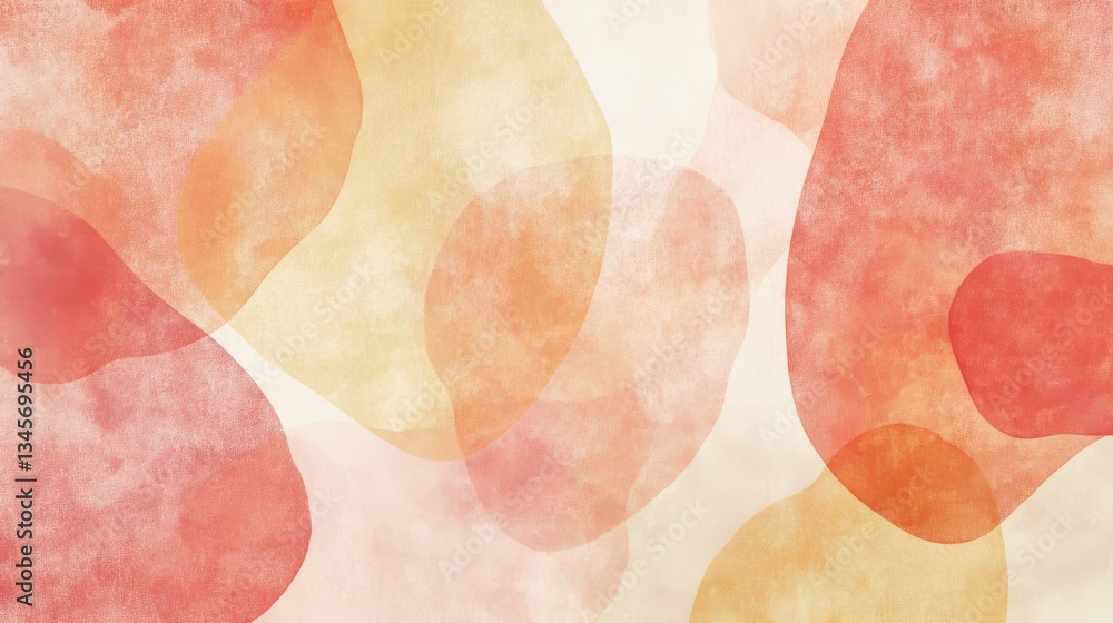 Poster creative abstract pencil strokes design showcasing coral hues with soft merging shapes