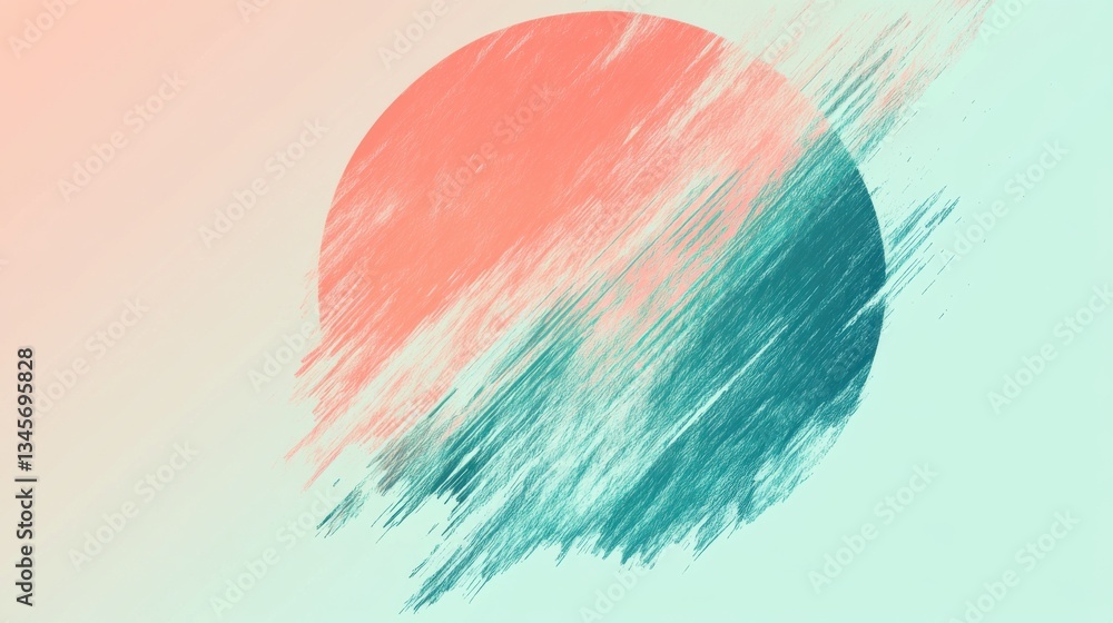 Poster abstract pencil strokes creating a circular design with a smooth gradient on a pastel background