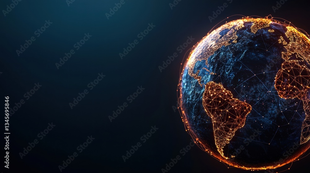 Aufkleber globe cybersecurity and protection earth with interconnected nodes and security icons, global securi