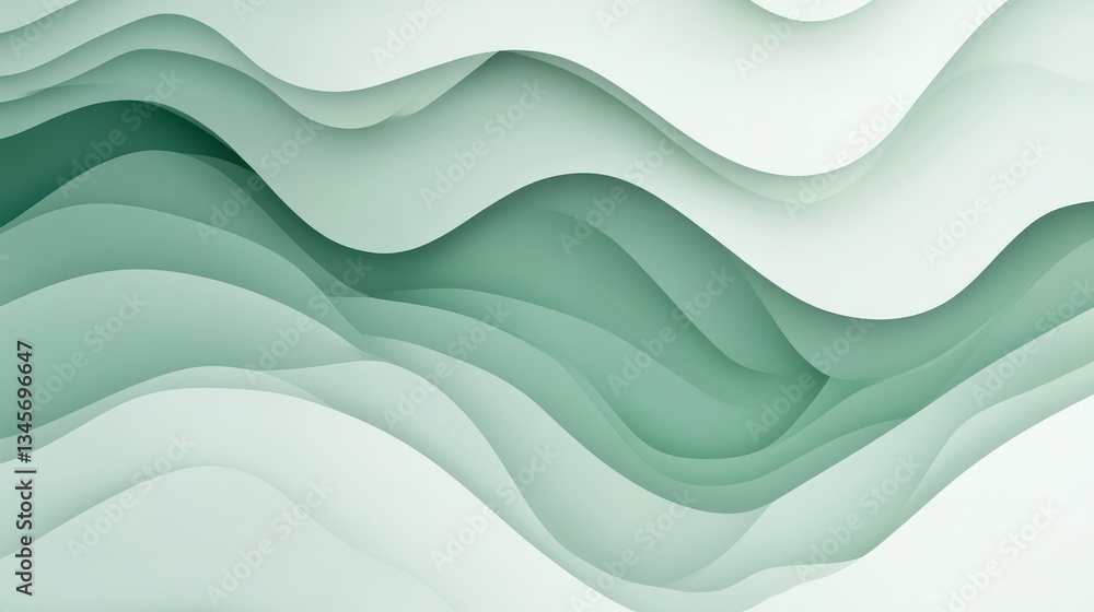 Aufkleber Abstract gradient design featuring muted mint tones with wave-like patterns creating a serene backdrop