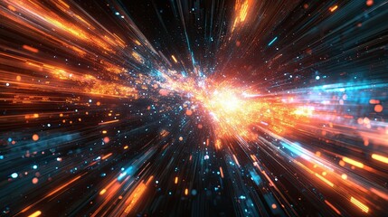 Naklejka premium An abstract technological background features dynamic stock market data and vivid energy visuals.