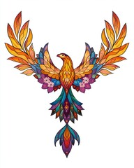 Fototapeta premium Majestic Phoenix Soaring Across a Sunset Sky