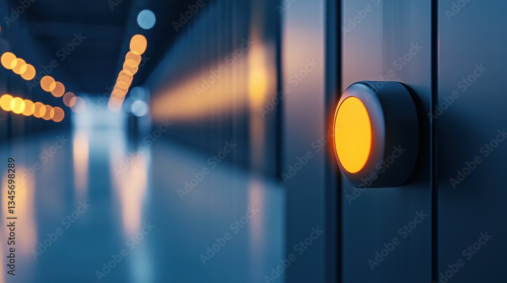 Poster warehouse security and cybersecurity a biometric scanner controlling access to a secure warehouse ar