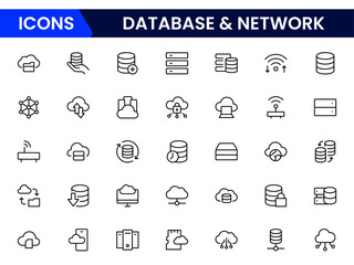 Data Network icon set. data cloud analysis technology symbol. Containing database, statistics, and analytics icons.  icons collection.
