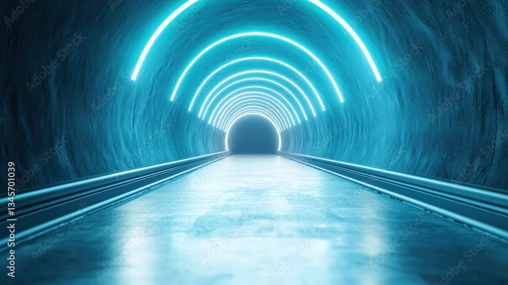 Poster train futuristic tunnel design a hyperloop capsule entering a brightly lit tunnel, showcasing advanc