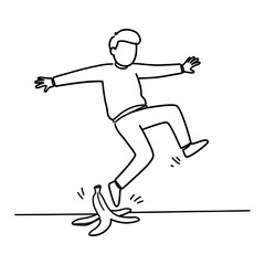 Man slips over banana peel 