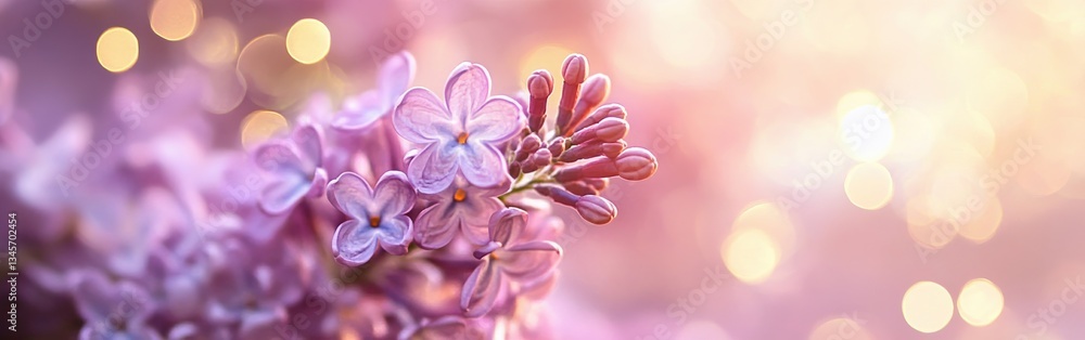 Aufkleber soft pastel gradient of lilac blooms with gentle bokeh background creating a serene atmosphere durin