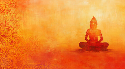 Narada Jayanti themed banner with classic Indian pattern on the edge, soft orange to gold gradient