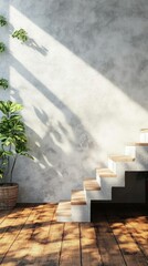 Modern Minimalist Staircase Sunlight Wooden Floor