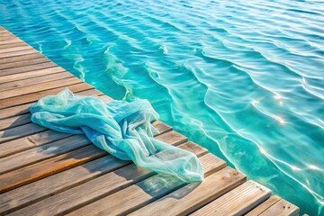 Obraz premium A blue dress is floating in the water near a dock