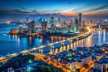 Fototapeta premium Mumbai Skyline Night Viewpoint - Stunning Cityscape Panorama