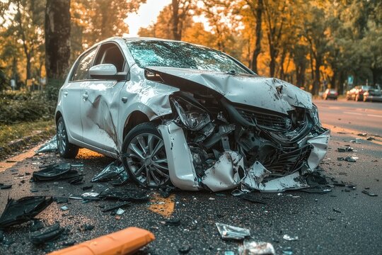Car accident. Damaged car