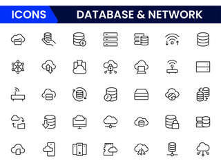 Data Network icon set. data cloud analysis technology symbol. Containing database, statistics, and analytics icons.  icons collection.