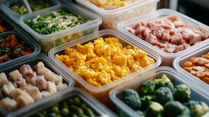 Obraz premium Meal Prep Containers with Variety of Healthy Foods
