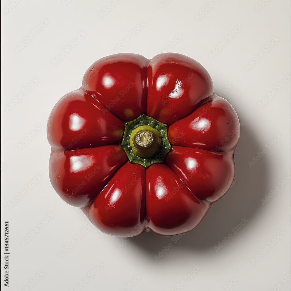 Aufkleber fresh red bell pepper with glossy skin placed on a neutral background highlights its vibrant color a