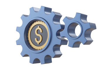 Obraz premium gear with coin 3d render, finance, business concept