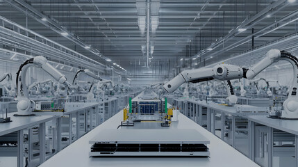 High-Tech Automated Manufacturing Facility Interior