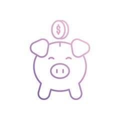 Piggy Bank icon isolated on a white background. Vector illustration.