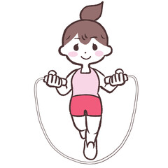 縄跳びする女性イラスト