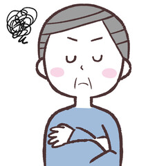 不服そうなシニア男性イラスト