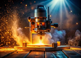 Night Photography: Router Machine for Woodworking - Precision & Craftsmanship