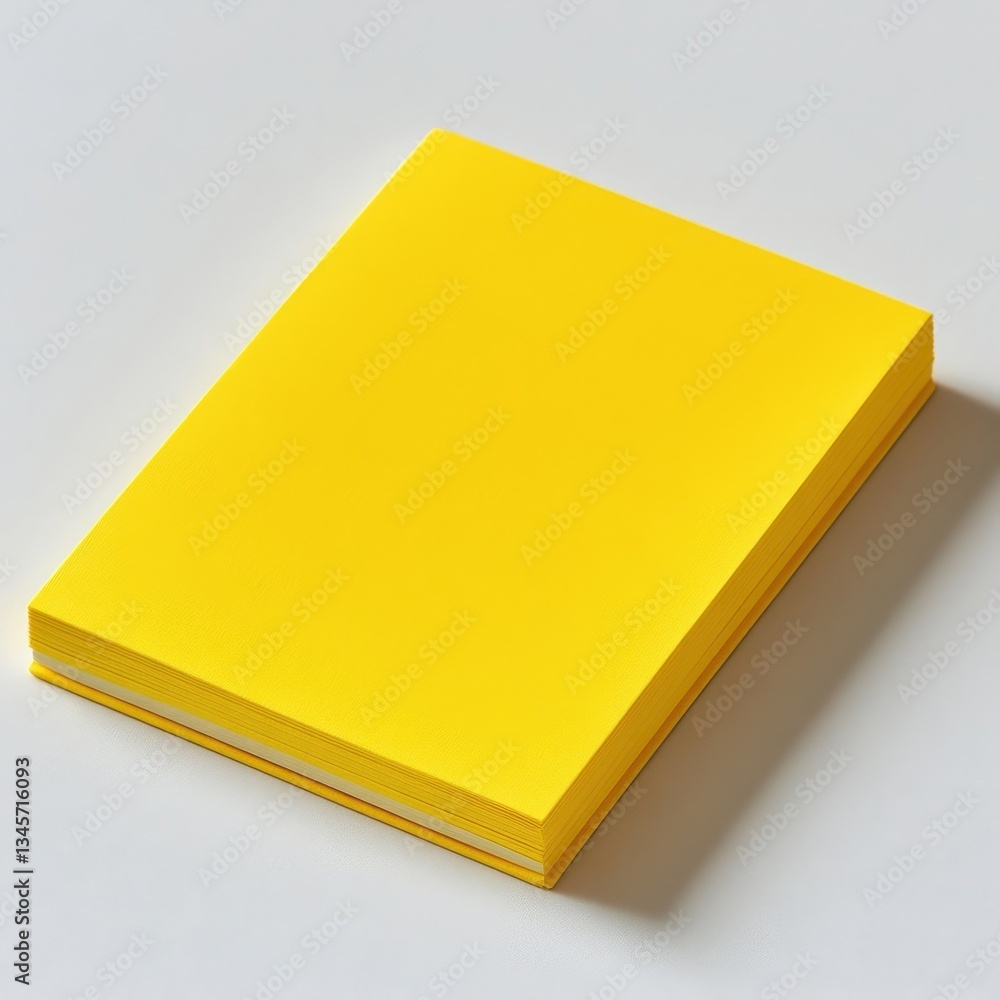 Poster Bright yellow notepad with clean tearable sheets on a smooth surface ready for writing tasks