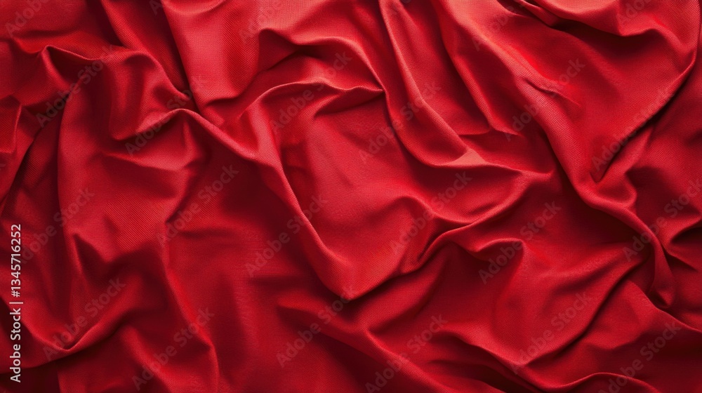 Fototapete Smooth crimson red fabric draped to create texture and depth in a vibrant backdrop for design and decor projects