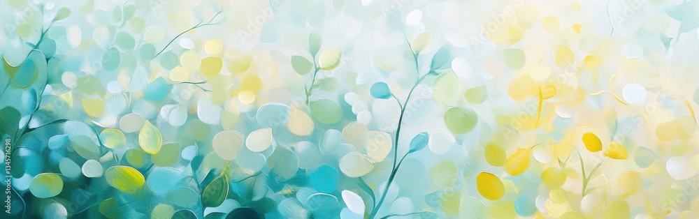 Poster bright and cheerful bokeh composition showcasing soft colors in a dreamy abstract garden setting