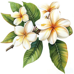 Obraz premium Watercolor Frangipani white background