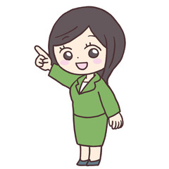 指さす案内の女性イラスト
