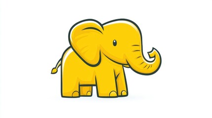 Obraz premium Adorable Yellow Cartoon Elephant Illustration