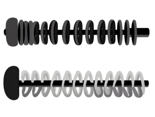 Illustration of Gray Metal Compression Springs with Flexible Coils on Transparent Background a Mechanical Design Featuring Elastic Shapes and Linear Details