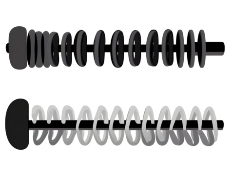 Illustration of Gray Metal Compression Springs with Flexible Coils on Transparent Background a Mechanical Design Featuring Elastic Shapes and Linear Details