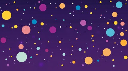 Fototapeta premium Abstract colorful dot shape pattern on dark purple background, featuring a minimalistic symmetrical vector design with high contrast and bright colors, perfect for web banners modern digital graphics.