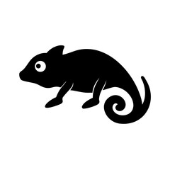 Fototapeta premium vector illustration of black chameleon icon in white backgrourd