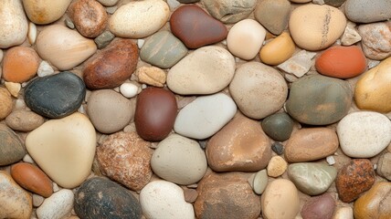Close Up of Varied Smooth Stones with Sand Texture
