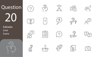 Question icons set, Question Editable Icons set. problem, ask, confusion, and more. Pictograms and infographics for mobile apps. Vector illustration