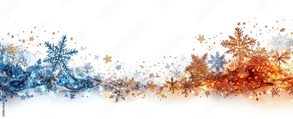 Poster a snowflake with a blue and red background. a simple vector illustration of snowflakes and stars in 