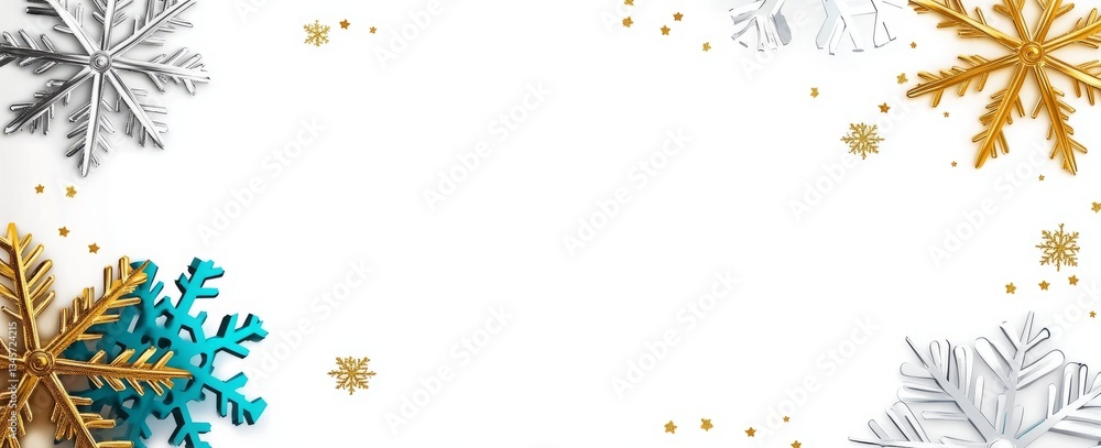 Aufkleber a white background with a snowflake banner on it. a simple vector illustration of snowflakes and sta