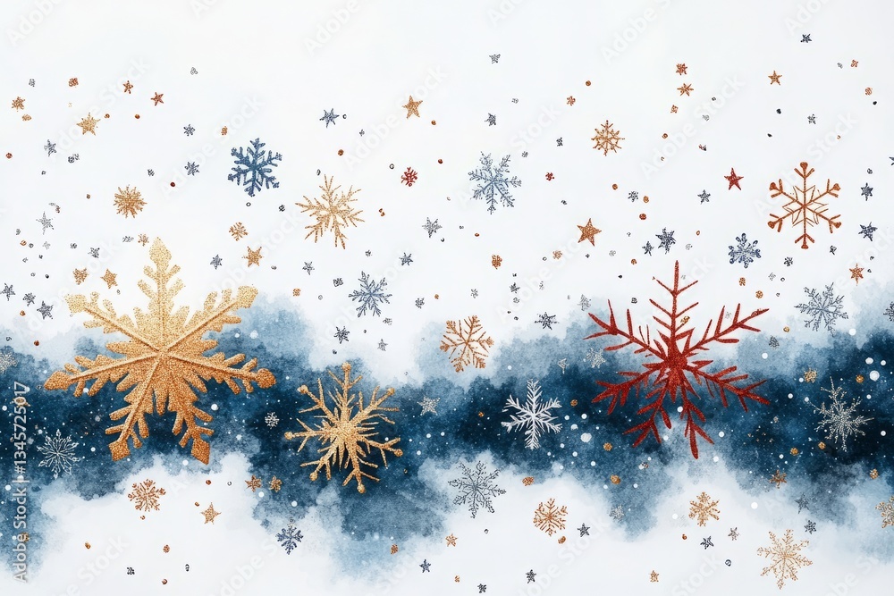 Aufkleber a snowflake with a red tip is on the right side of the image. a simple vector illustration of snowfl