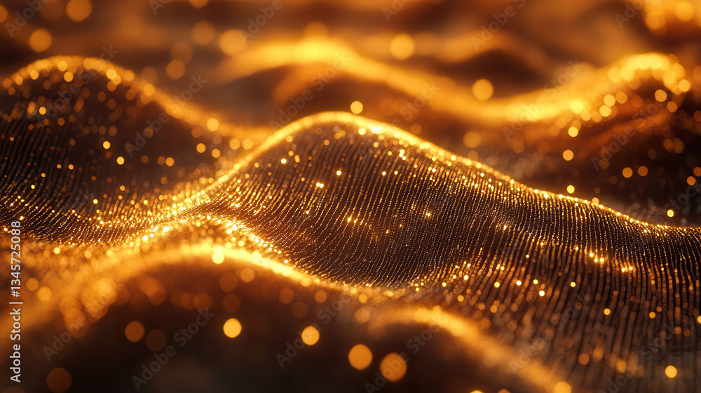 Poster abstract background of shimmering golden waves with soft gradients and sparkling lights create mesme