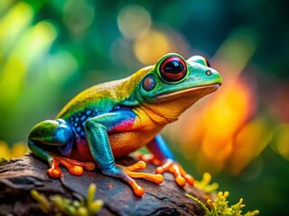 Panoramic Vibrant Frog Colors: Emerald, Gold, Sapphire, Ruby, Teal Amphibian Skin Texture