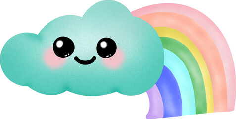 Cloud  Smiling Gradient with Rainbow Illustration