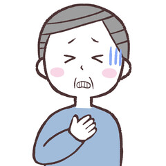 胸をおさえるシニア男性イラスト