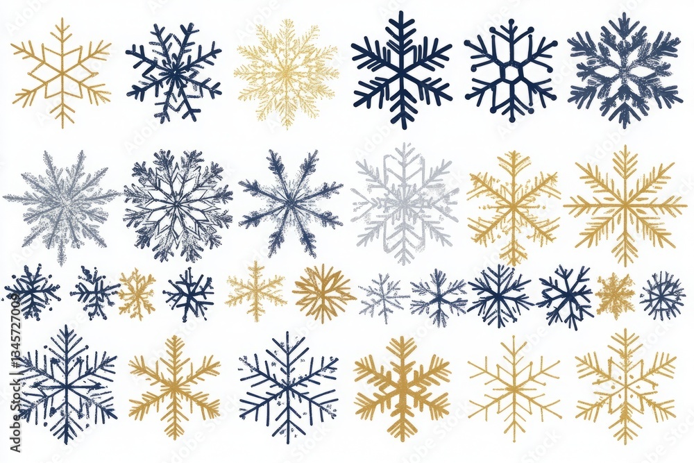 Poster a collection of snowflakes in various sizes and colors. a simple vector illustration of snowflakes a