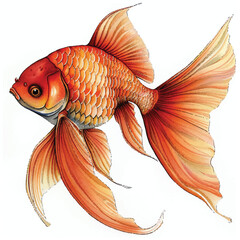 Watercolor Goldfish white background