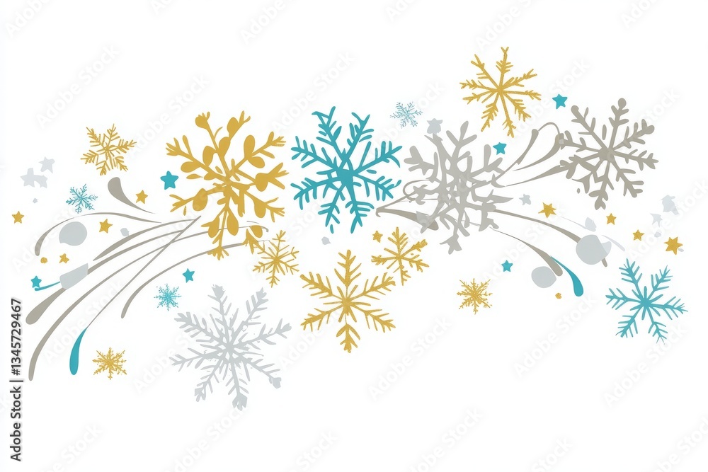 Poster a snowflake with a star is on the right side of the snowflake. a simple vector illustration of snowf