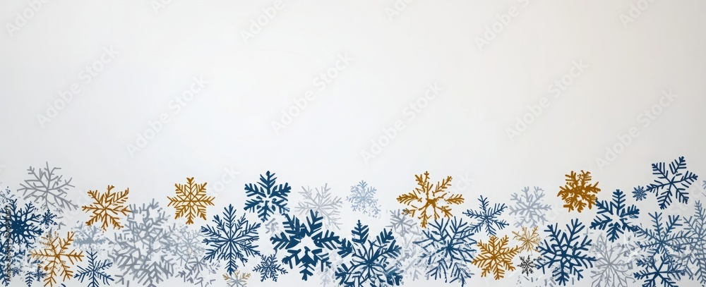 Poster a snowflake pattern with blue and yellow snowflakes. a simple vector illustration of snowflakes and 