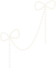 Coquette bow line pearl bead chain decorative illustration